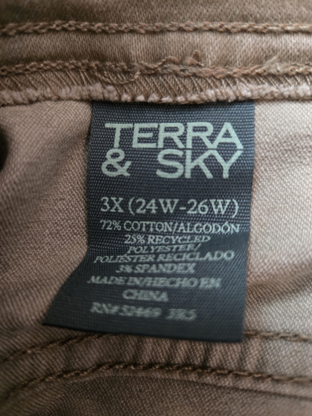 Terra & Sky NEW Plus Size 3X Khaki Pull On Capri Jeggings Elastic Waist - Picture 6 of 7